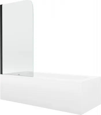 Produktbild von Mexen Vega Rechteckbadewanne 180 x 80 cm mit Verkleidung und 1-flügliger Duschabtrennung 70 cm, Transparent, Schwarz - 550118080