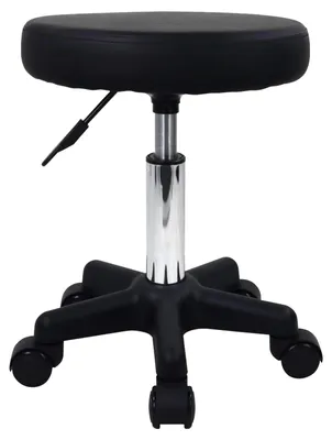 Immagine prodotto di Sgabello girevole con rotelle - Altezza regolabile - 43,5 - 59 cm - Nero