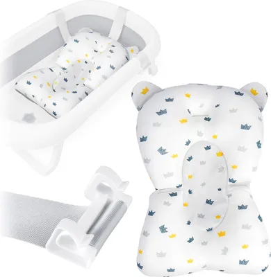 Immagine prodotto di Cuscino da bagno per neonati, ad asciugatura rapida, bianco/blu