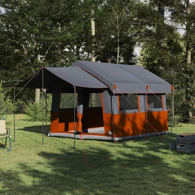 Produktbild von "Schlussverkauf" Familienzelt 1 PC - Campingzelte UV-beständige - mit Dach - Grau und Orange 324x255x230 cm C15426