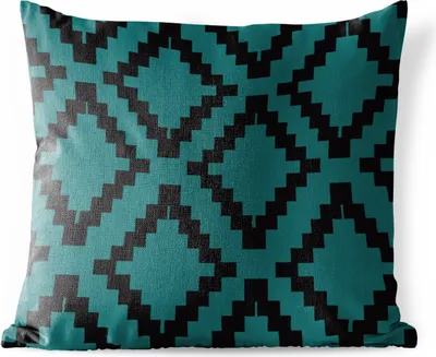 Produktbild von MuchoWow® Outdoor Kissen - Block - Muster - Blau - 60x60 cm - Wetterfest - Lounge Kissen - Dekoration - Schlaf Kissen