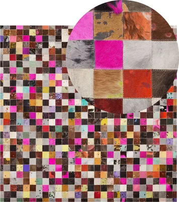 Produktbild von BELIANI Teppich Bunt 200 x 200 cm aus Leder Patchwork Quadratisch Modern