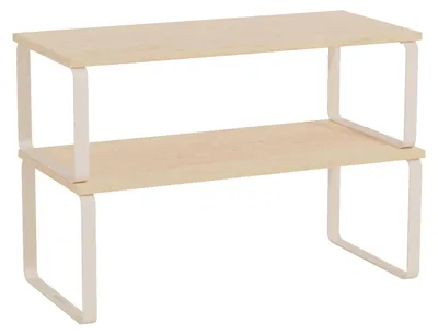 Productafbeelding van Kruidenrek set van 2 - Uitschuifbaar en stapelbaar - Keukenorganizer van hout en metaal