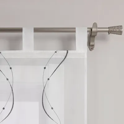 Produktbild von Joyswahl Schiebegardinen mit Schlaufen Flächenvorhänge Schiebevorhang mit Wellenperlenmuster Stickerei Transparent Grau BxH 57x145cm
