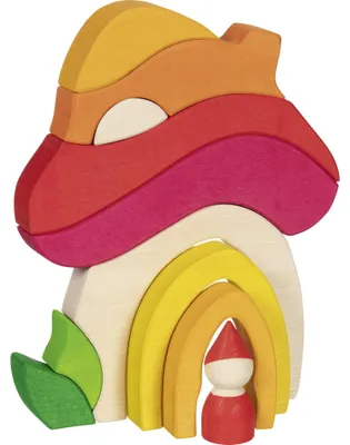 Image de Jeu de construction en bois : Maison champignon pour un jeu créatif