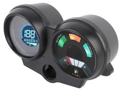 Image de Compteur de vitesse universel pour moto, écran LCD numérique, compteur kilométrique, indicateur de niveau de carburant, réglable avec 7 couleurs, tension 12V DC, instrument multifonctionnel