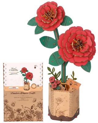 Productafbeelding van 3D Houten Bloem Puzzel voor Volwassenen, Camelia Model
