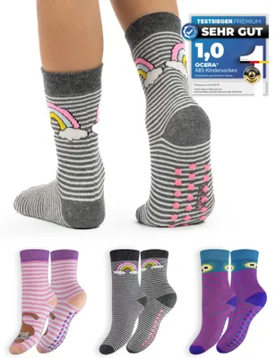 Produktbild von OCERA 3 Paar Kinder Stoppersocken mit ABS,uni ,Pink-Mix, Gr.31-34