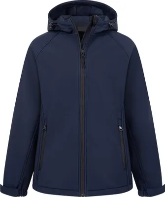 Produktbild von Mivaro Kinder Softshelljacke mit Kapuze in Dunkelblau - wasserdicht & winddicht, atmungsaktive Übergangsjacke, Größen 110/116 bis 158/164