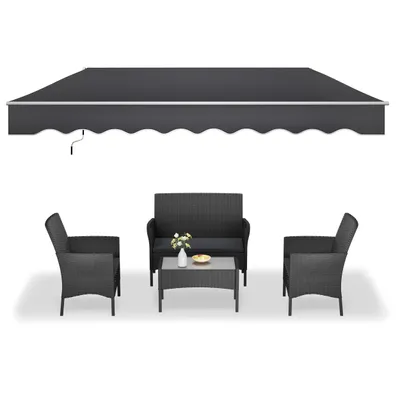 Zdjęcie produktu dla Markiza balkonowa QEENTOE, 360x300 cm, markiza przeciwsłoneczna z poliestru z korbą, do użytku na tarasie i balkonie, kolor antracytowy