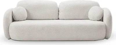 Produktbild von Sofa AMICO mit Schlaffunktion, Schlafsofa, Wohnzimmersofa, Couch, Soffa, Bettsofa, Bucle-Stoff – Hellgrau ABRIAMO 5
