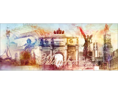 Produktbild von Glasbild München Wahrzeichen II 125x50 cm