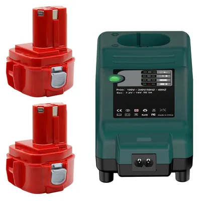 Obrázek produktu pro Sada akumulátoru a nabíječky – 12 V NiMH – 2× 4000 mAh – kompatibilní s modely PA12, 1220, 1222, 1233, 1234, 1235 – zlatá