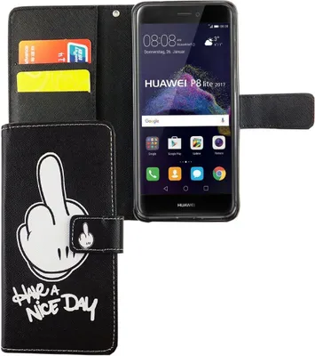 Produktbild von Handyhülle Tasche für Handy Huawei P8 Lite 2017 Have A Nice Day Schwarz