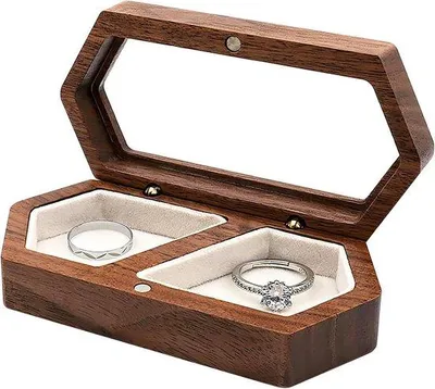 Produktbild von Holzringkästchen mit Samtinnenraum für Hochzeit