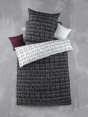 Produktbild von Soma Microfaser Bettwäsche 135 x 200 cm Bettbezug 135 cm x 200 cm  Kopfkissenbezug 80 x 80 cm Herz schwarz weiß