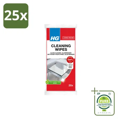 Produktbild von 25 x HG Glasreinigungsdoekjes für streeploose Sauberkeit auf Glas und Spiegeln - Großpackung - 25 Stücke