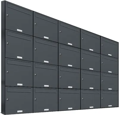 Produktbild von 20er Briefkasten Anthrazit Anlage 20 Fach Wandbriefkasten Postkasten