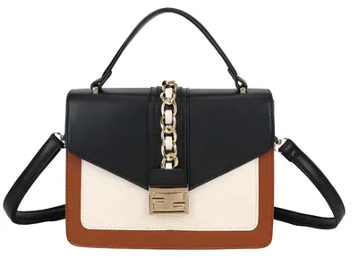 Image de Gallantry, sac à main pour femme avec chaîne décorative et fermoir orné, noir / marron