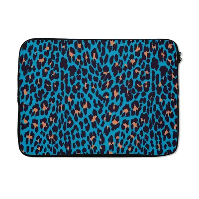 Produktbild von MuchoWow® Laptop Hülle 13 Zoll Leopardenmuster - Design - Blau Laptoptasche - Laptophülle - Sleeve - Rundumschutz