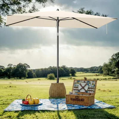 Produktbild von SONGMICS Sonnenschirm 232 x 149 cm, UPF 50+ Sonnenschutz für Garten Terrasse Strand, knickbar, ohne Ständer, beige