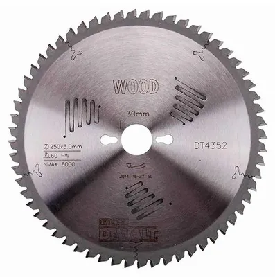 Image de Lame pour scies stationnaires DEWALT DT4352-QZ Extreme Workshop Ø 250 X 30 mm, 60 dents