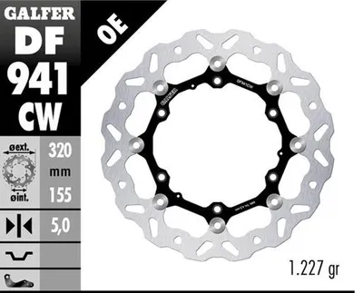 Zdjęcie produktu dla Tarcza hamulcowa Galfer DF941CW WAVE®, pływająca, przednia, o wymiarach 320x5mm, przeznaczona do motocykli Husqvarna i KTM