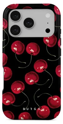 Produktbild von Handyhülle für iPhone 17 Pro, Burga Cherrybomb Tough Magnetic, Schwarz mit Kirschen