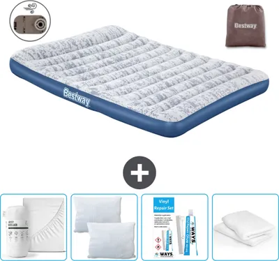 Immagine prodotto di Materasso gonfiabile Bestway - 2 persone - 152 x 203 x 30 cm - Blu - Accessori inclusi