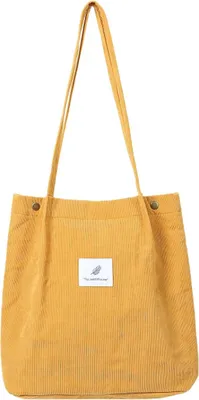 Produktbild von ASKSA Damen Umhaengetasche Cord Tasche Schultertasche fuer Arbeit Buero Reisen Einkaufen Schule und Alltag, Gelb