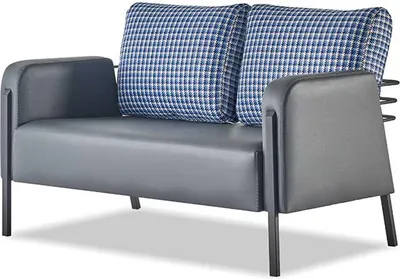 Produktbild von Sofagarnitur Polster Set 3-Sitze Sessel Blau Grau Ledersofas Polster