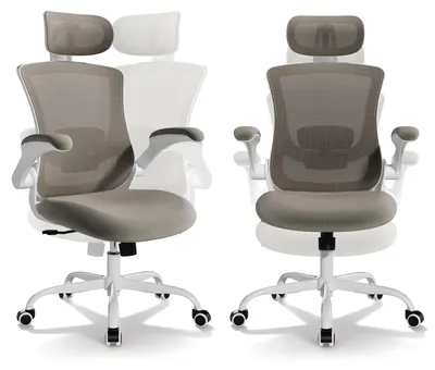 Produktbild von COLAMY Ergonomischer Bürostuhl, hohe Rückenlehne aus Mesh, verstellbare Lendenstütze und Kopfstütze - Braun