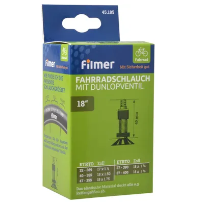 Produktbild von Fahrradschlauch 18x1,75x2 Dunlop Ventil 18" Fahrrad Schlauch Fahrradzubehör Schläuche Filmer 45185