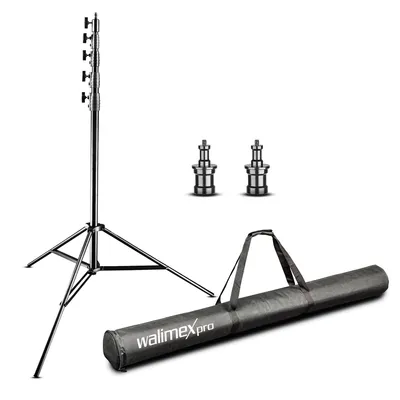 Produktbild von Walimex pro AIR Jumbo 600 Lampenstativ max. Höhe 600 cm, Lichtstativ mit 22,5 kg Traglast und Luftdämpfung, Blitzstativ aus Aluminium, Dreibeinstativ für Fotostudio, Film, Bühne und Outdoor