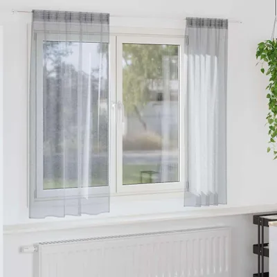 Obrázok produktu pre Voile záclona 2 pcs Tmavo šedá 175 x 140 cm Polyester