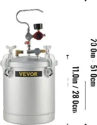Obrázek produktu pro Vysokotlaký hrnec na barvu, objem 10 litrů, provozní tlak 45-60 PSI, pevný materiál z uhlíkové oceli, 3,0 až 4,0 barů