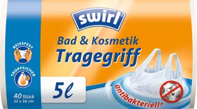 Image de Swirl® 1994191 Sac poubelle antibactérien avec poignées - 5 litres, épaisseur du film 6 mym, 40 pièces