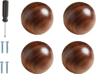 Obrázok produktu pre 4 tmavé drevené gombíky na kuchynskú skriňu