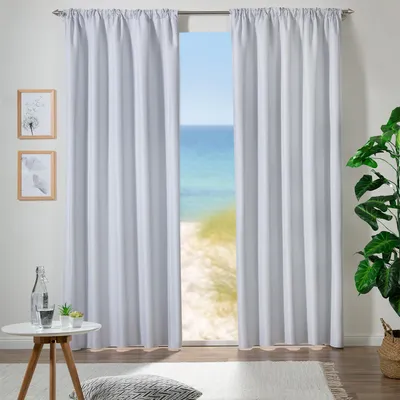 Obrázek produktu pro heimtexland ® Blackout Curtain Blackout Curtain Struktura Stahovací šňůrka Stahovací šňůrka Dekorativní šátek Záclona Blackout Typ694 Šedá-bílá