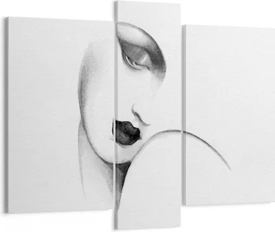Produktbild von Bild auf Leinwand - Leinwandbild - 3 Teile - Porträt Frau Skizze - 95x80cm - Wand Bild - Wanddeko - Wandbilder - Leinwanddruck - Bilder - Wanddekoration - Leinwand bilder - Wandbild - CB95x80-4475