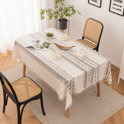 Obrázok produktu pre Vodotesný obrus Boho Umývateľný obdĺžnikový bavlnený obrus na stôl, farba: B#, veľkosť: 90*90cm