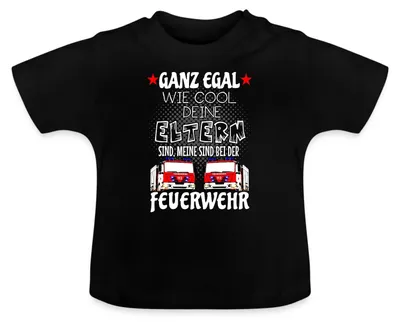 Produktbild von Spreadshirt Meine Eltern Sind Bei Der Feuerwehr Baby Bio-T-Shirt mit Rundhals, 3-6 Monate, Schwarz