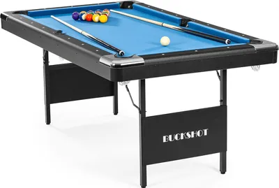 Produktbild von Buckshot Billardtisch 6ft - 193x109x81cm Atlanta- Tischbillard klappbar mit Zubehör - 6 Fuß Pool Billard mit Metallklappbeinen - Blau/Schwarz