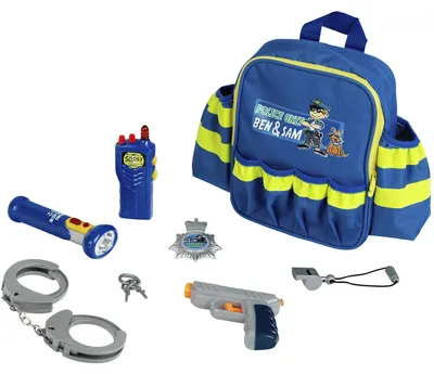 Immagine prodotto di Theo Klein Police Unit Ben & Sam Polizei Rucksack, 7-tlg., Handschellen, Taschenlampe, Kinder Spielzeug, 8802