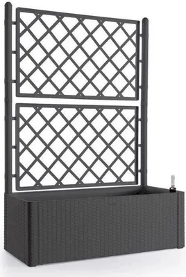 Image de Bac à Fleurs Jardinière avec Treillis Stefanplast Natural Deluxe, 100 x 43 x 142 cm, 90 + 6,5 L Réserve, Anthracite
