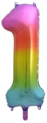 Produktbild von Folienballon Zahl 1 Regenbogen-Farbverlauf 86 cm