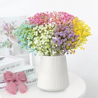 Produktbild von Kunstblumen Gipskruid Blumenstrauß - 50 Stück Assortierte Farben - Realistisch und Dekorativ für Hochzeit Tischdekoration