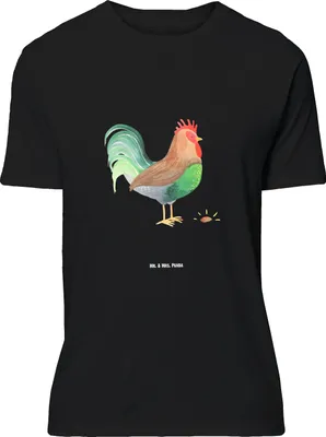 Produktbild von Mr. & Mrs. Panda Größe L T-Shirt Hahn Korn - Schwarz - Geschenk, Bauernhof, Shirt, Tshirt, Eier, Henne, mit Spruch, Natur