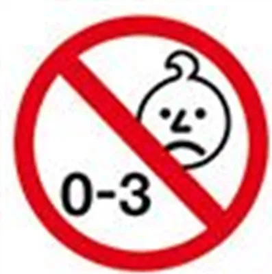 A safety warning symbol indicating that the product is not suitable for children aged 0-3.