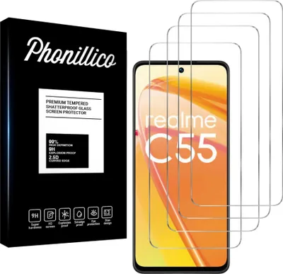 Produktbild von Hartglas für Realme C55 4G [4 Stück] Displayschutzfolie Screen Protector Film Anti-Kratzer Glas Resistant Phonillico®